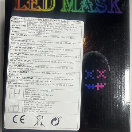 Led Mask with Gesture Sensing,Light up mask for Kids/Men/Women LED Halloween Mask for Costume Cosplay Party