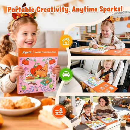 JoyCat Paint with Water Coloring Books for Toddlers, Watercolor Painting Sets for Kids Ages 3-5 4-8, Arts and Crafts Drawing Activities Toy Birthday Gift for Boys Girls (Thanksgiving)