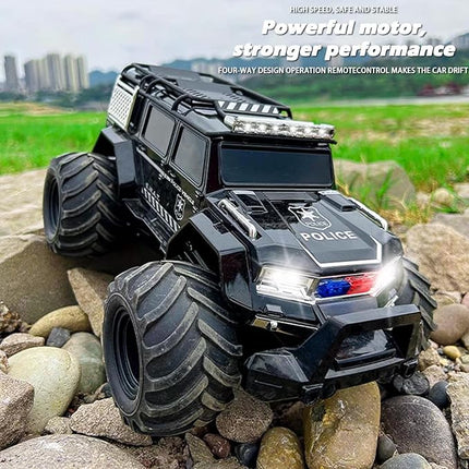 Amphibious Remote Control Car Waterproof Monster RC Cars 4WD All Terrain Off-Road Stunt Vehicle Toys with 2.4 GHz LED Lights for 6 7 8 9 10 11 12+ Year Old Kids Boys Girls Gifts Presents (Black)