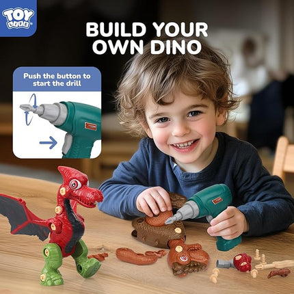 TOY Life 3-Pack Take Apart Dinosaur Toys for Kids 3 5 7 Kid Dinosaur Toy with Electric Drill Birthday Gifts Take Apart Toy for Boys Building Toys for Kids Ages 4-8 Stem Toys Tool Set
