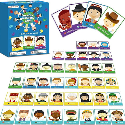 gisgfim 50 Pairs Memory Matching Game Never Forget a Face Concentration Memory Card for Kids Educational Ages 3-8 A Fun & Fast Matching Games