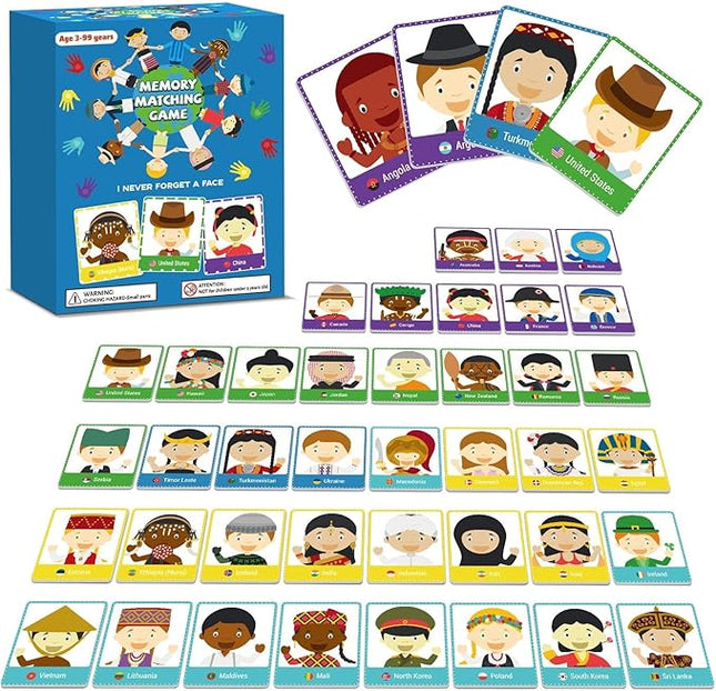 gisgfim 50 Pairs Memory Matching Game Never Forget a Face Concentration Memory Card for Kids Educational Ages 3-8 A Fun & Fast Matching Games