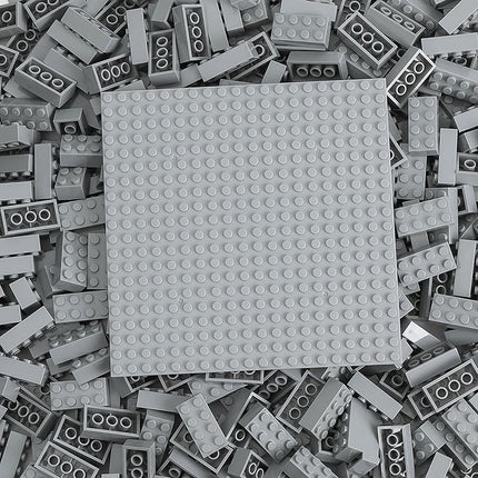 500 Piece Classic Building Bricks and 1 Gray Baseplate, 2x4 Bricks Bulk Creative Building Toys, Blocks Bulk for Kids Ages 6+, Light Gray(Samll Bricks, 1.25x0.62x0.47 in)