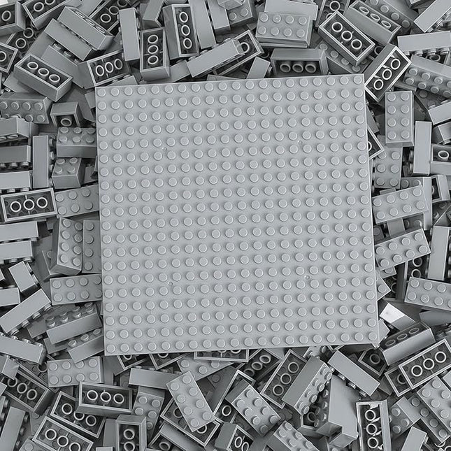 500 Piece Classic Building Bricks and 1 Gray Baseplate, 2x4 Bricks Bulk Creative Building Toys, Blocks Bulk for Kids Ages 6+, Light Gray(Samll Bricks, 1.25x0.62x0.47 in)