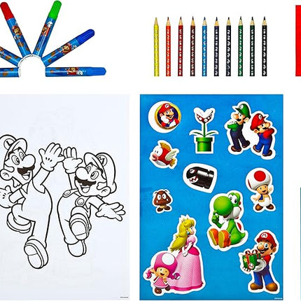 UNDERCOVER Colouring and Writing Tower 35 Pieces,Super Mario Colouring Set for Children,Painting Tower with Colouring Poster,Creative Painting Set for Children,Gift Item,from 3 Years