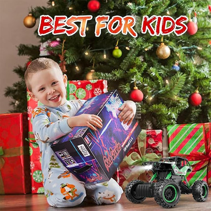 DOUBLE E 1:14 Scale Large Remote Control Car Monster Trucks for Boys with Head Lights 4WD Off All Terrain RC Car Rechargeable Vehicles Xmas Gifts for Kids