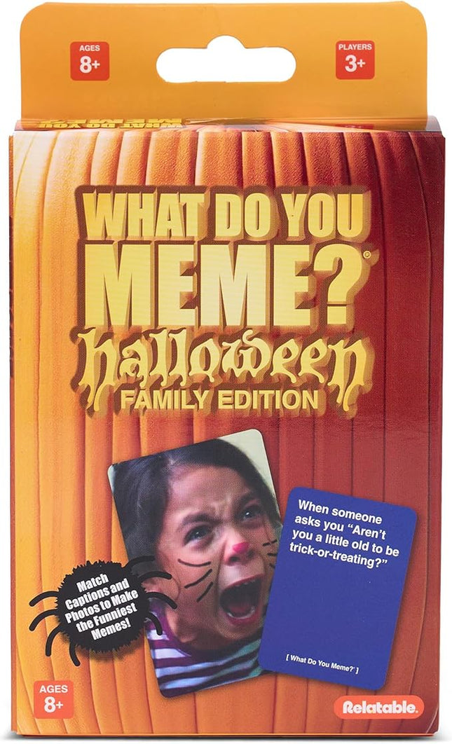WHAT DO YOU MEME? Halloween Family Edition by Relatable, A Halloween Activity Travel Pack, Party Game, Includes 30 Photo Cards and 120 Caption Cards, for Kids 8-12