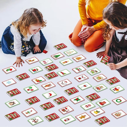 gisgfim 50 Pairs Merry Christmas Memory Matching Game Educational Concentration Memory Card for Kids Ages 3-8 Fun & Fast Winter Theme Memory Matching Games