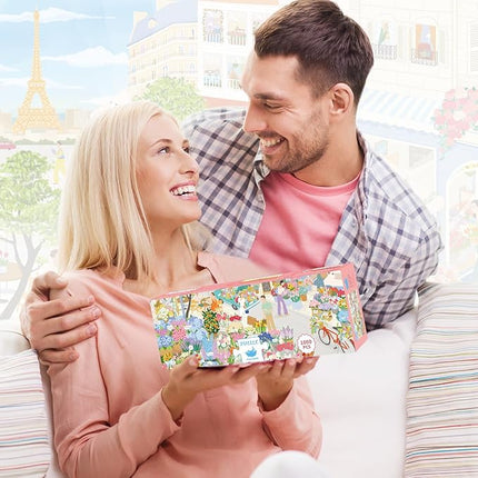 MOMIBOOK Puzzles for Adults 1000 Pieces Jigsaw Puzzles of Paris in Bloom, Painting Image Steet Flower Shop Difficult Challenging Hard Impossible Puzzle Unique Funny Party Christmas Birthday Gifts