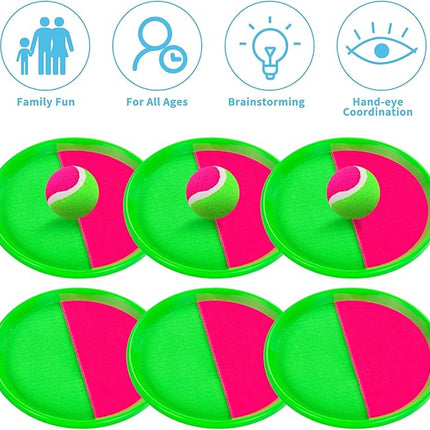 Outside Toys for Kids Ages 4-8 - Toss and Catch Ball Set, Kids Outdoor Games Yard Games for Kids and Adults with 6 Paddles and 3 Balls Toys for 3 4 5 6 7 8 Year Old Boys Girls Birthday
