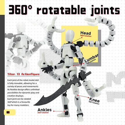 Already Assembled T13 Action Figure Accessories,T13 Multi-Jointed Movable,for Collectors Desktop Decorations t-13 Movability 3D Printed Toys (Blue Noctilucent Blue, 7.2 Inch)