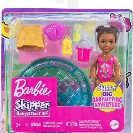 Barbie Skipper Babysitters Inc Small Doll & Accessories Playset with Brunette Doll, Swimming Pool & Water-Themed Pieces