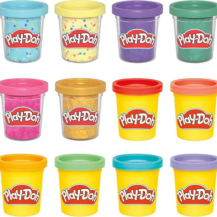 Play-Doh 12 Pack Celebration Compound, Includes Confetti & Metallic Shine, Assort. Colors, Back to School Gifts, Prizes, & Party Favors, Kids Arts & Crafts, Preschool Toys, Ages 3+