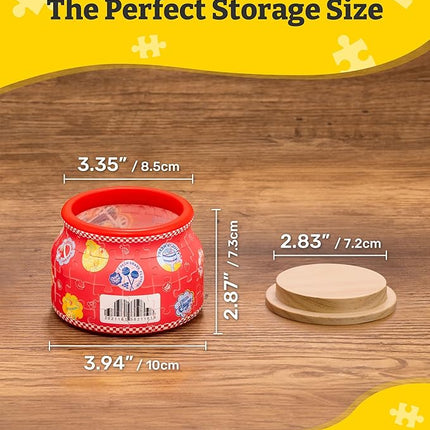 Chupa Chups X PieceRelax 3D Puzzle Jar 64 Plastic Pieces for Adults - Timeless Memories - Pop Energy S Wooden Lid Container for Kitchen Dining Study Living Room No Glue Requied Small [BC1023]