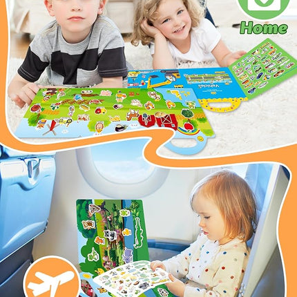Reusable Sticker Book for Toddlers 2-4 Years, Stickers for Kids, Toddler Sticker Book Ages 1-3, Toddler Craft Activities, Toddlers Travel Toys Ages 2+ Boy Girl Birthday Gifts
