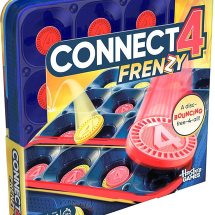 Connect 4 Frenzy Game | Bounce Discs 4 The Win | Family Party Games for Kids, Teens, and Adults | Ages 8+ | 2 to 6 Players | 10 Mins. | Portable Games