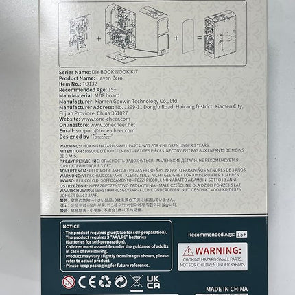 Tonecheer DIY Book Nook Kit for Adults, Wooden 3D Puzzle Bookend Diorama Bookshelf Insert Decor Fancy Books, Booknook Miniature House Kit with Dust Cover and Sensor LED (Haven Zero)