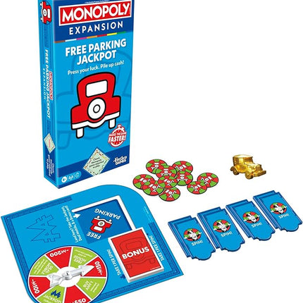 Monopoly Free Parking Jackpot Expansion | Add More Fun to Classic Monopoly Game and Play Faster | Ages 8+ | 2-6 Players | 40 Mins. | Family Board Games