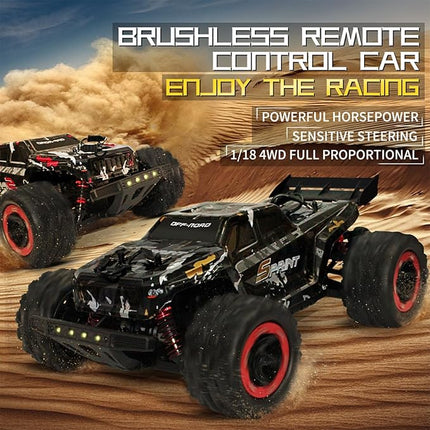 1:18 RC Truck 40KM/H High Speed Brushed RC Car RTR 4WD Monster Truck, All Terrain Off-Road Waterproof 2.4GHZ Hobby Grade RC Car for Beginners and Adults (1809-Yellow)