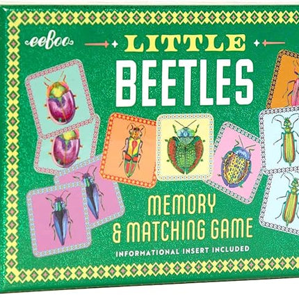 eeBoo: Memory & Matching Game- Little Beetles- 18 Illustrated Matching Pairs, Concentration Tile Game, Informative Insert, Kids Ages 3+, 1-4 Players