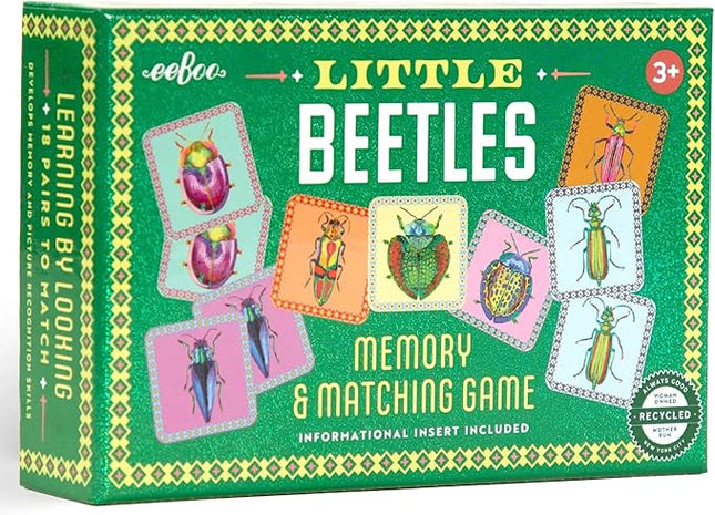 eeBoo: Memory & Matching Game- Little Beetles- 18 Illustrated Matching Pairs, Concentration Tile Game, Informative Insert, Kids Ages 3+, 1-4 Players