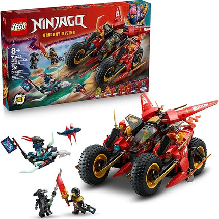LEGO NINJAGO Ninja Combat Vehicle - 3 in 1 Building Toy - Dragons Rising Play Set for Boys & Girls, Ages 8+ - Model Building Kit for Kids W/6 Ninja Toy Minifigures - Gift Idea for Birthdays - 71844