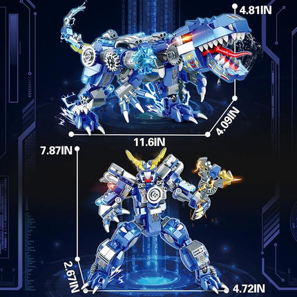 Dinosaur Building Blocks 2 in 1 Transforming Mech, Compatible with Lego Dinosaur Set, 433 PCS Dinosaur Mech STEM Toys for Kids Ages 6-12, Dinosaur Toy Gift for Christmas & Birthday