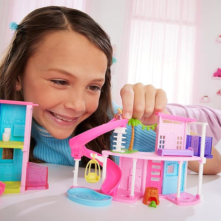 Barbie Mini BarbieLand Doll House Sets, Mini Dreamhouse with Surprise 1.5-inch Doll, Furniture & Accessories, Plus Elevator & Pool