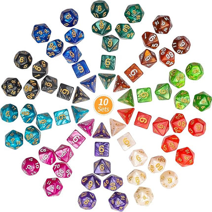 CiaraQ Polyhedral Dice Set - DND Role Playing Dice for Dungeons and Dragons RPG Table Games, Multi-Color, 70pcs