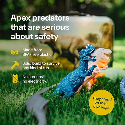 PLAYVIBE Dinosaur Toys - 12 Realistic 7-Inch Models, Multi-Color, Metal Storage Box - Dinosaur Figures & Action Figures for Kids Ages 3-7