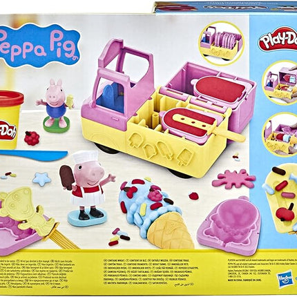 Play-Doh Peppa's Ice Cream Playset with Truck, Peppa Pig and George Figures, and 5 Non-Toxic Modeling Compound Cans, Toy for Kids 3 Years and Up