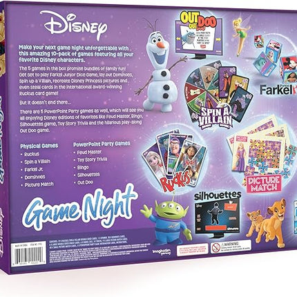Disney Family Game Night, 10 in 1 Board Game Collection for Kids & Adults, Featuring Mickey, Minnie, Princesses, Toy Story & More. 5 Physical and 5 Digital Games for Ages 6 and up
