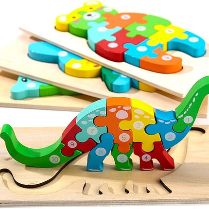 Montessori Mama Wooden Toddler Puzzles for Kids Ages 2-4, Montessori Toys for 3 Year Old, Animal Toddlers Toys Ages, 4-Pack Learning Toddler Puzzle