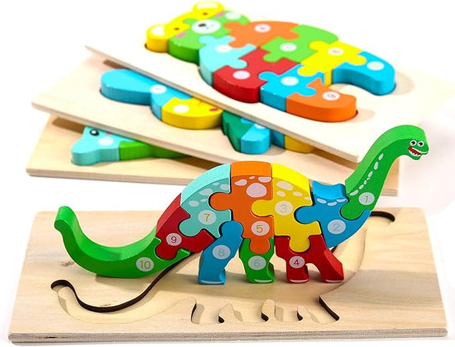 Montessori Mama Wooden Toddler Puzzles for Kids Ages 2-4, Montessori Toys for 3 Year Old, Animal Toddlers Toys Ages, 4-Pack Learning Toddler Puzzle