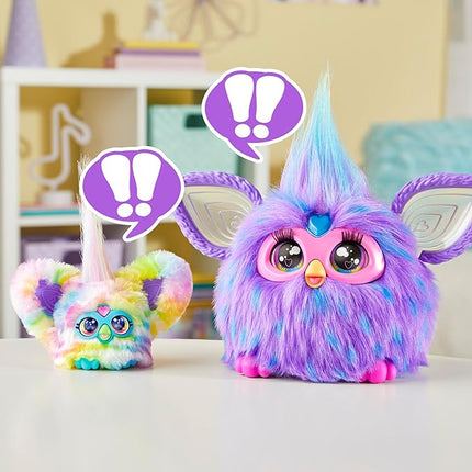 Furby Furblets Zee-Bah Mini Friend, Electronic Plush Toys for Girls & Boys, Rainbow Zebra, Speaks Furbish & Plays Music, Series 5, Back to School Gifts, Ages 6+