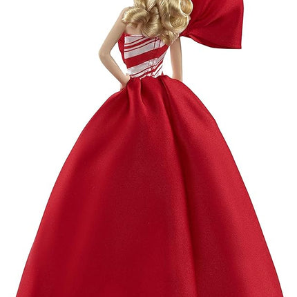 Barbie 2019 Holiday Doll, 11.5-inch, Blonde, Wearing Red and White Gown, with Doll Stand and Certificate of Authenticity