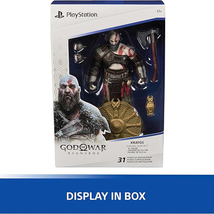 PlayStation God of War Ragnarök, 6” Kratos Action Figure with 5 Accessories, The Shapes Collection, for PS5 Fans & Collectors Ages 17+