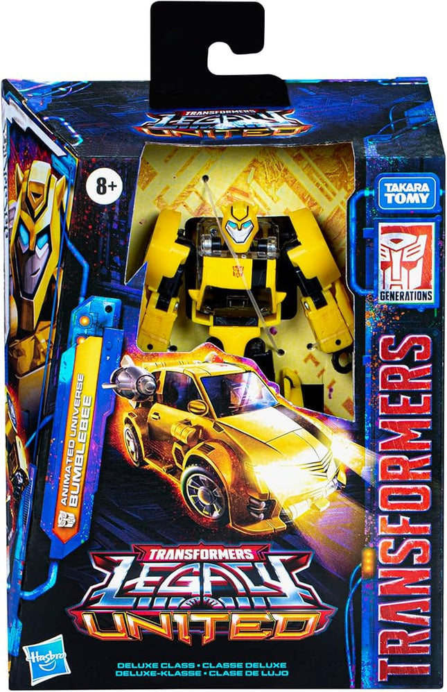 Transformers Legacy United Deluxe Class Animated Universe Bumblebee, 5.5-Inch Converting Action Figure, 8+