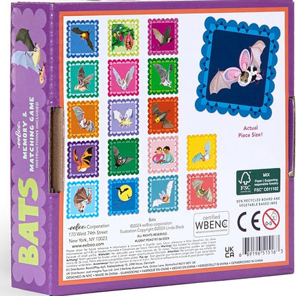 eeBoo: Memory & Matching Game- Little Bats-18 Pairs to Match & Memorize, Colorful Tiles, Encourages Recognition & Concentration Skills, Kids Ages 3+