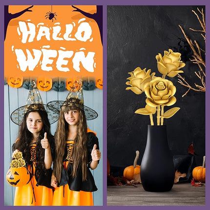 Gold Roses Flower Building Set - 3 Roses Bouquet Botanical Building Blocks for Adult, Home Decor Romantic Anniversary Valentine's Day Gift for Her, Wife, Girlfriend, Mom