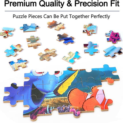 LELEMON Ocean Puzzles for Kids Ages 4-6,Underwater World 60 Piece Puzzles for Kids Ages 4-8,Children Jigsaw Puzzles in a Metal Box,Educational Learning Puzzle Toys for Girls and Boys