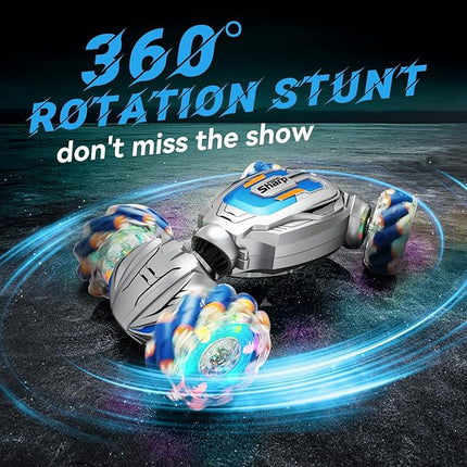 Gesture Sensing Stunt Remote Control Car - 2.4GHz 360° Rotating 4WD Transform RC Car, Birthday Gift for Boys 6 7 8+ Year Old