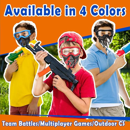 POKONBOY Upgraded 2 Pack Tactical Mask, Mask with Goggles Compatible with Nerf Rival, Apollo, Zeus, Khaos, Atlas, Artemis and N-Strike Elite Blasters (White & Black)