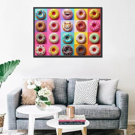 Different Shapes Colors Doughnuts Jigsaw Puzzle 1000 Pieces Puzzles for Adults, Colorful Playful Donut Jigsaw Puzzles for Challenging Family Activity Games DIY Puzzle for Home Decor - 20 x 27 Inches