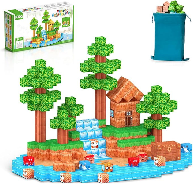 100PCS Magnetic Blocks,STEM Building Toys for Boys Girls 3+,Toddler Sensory Constructions Stacking Magnet Blocks,Christmas Birthday Gifts for Boys Girls Age 4 5 6 7 8 9 10