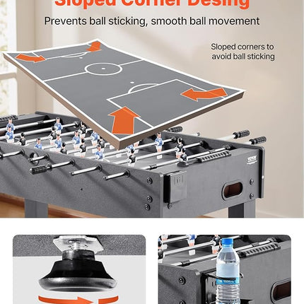 VEVOR Foosball Table 42/48/55 in Foosball Table Indoor Full Size Foosball Tables for Home, Family, and Game Room, Durable Soccer Set, Includes 2/4 Balls, Score Keeper, and 2 Cup Holders
