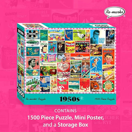 Re-marks 1950s Pop Culture Puzzle, 1500 Pieces for All Ages