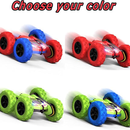 Threeking RC Stunt Car Remote Control Cars with Lights Double-Sided Driving Indoor Outdoor Toys Gifts Presents for 6 7 8 9 10 11 12 Year Old Kids Boys Girls