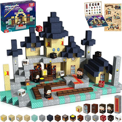 Goody King Magnetic Blocks |100PCS Magnetic Building Blocks Magic‘s House Magnetic Cube,Magnetic Blocks for Kids Ages 3-10,STEM Montessori Stacking Toy, Sensory Tiles Building Christmas for Toddlers