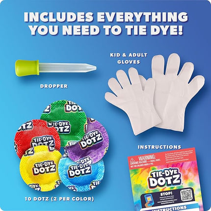 Blue Marble Tie-Dye Dotz 10-Piece Set – Make Vibrant, Colorful Tie Dye Designs with Dotz, Dropper, and Gloves – Fun and Easy Craft Kit for Kids and Beginners
